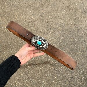 Ariat western belt - leather and turquoise